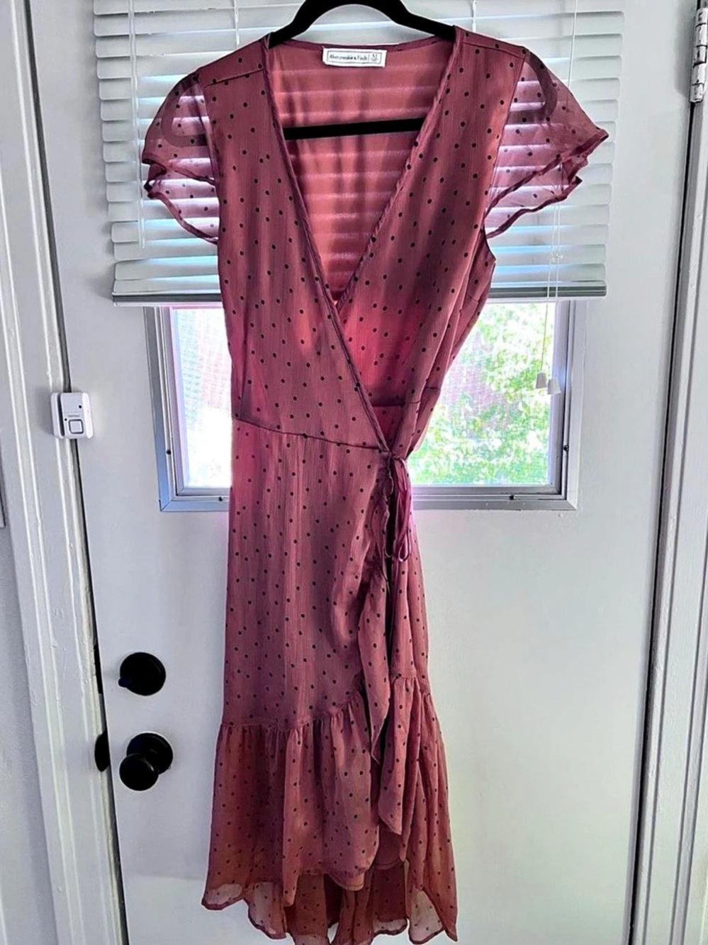 Abercrombie & Fitch Polka Dot Wrap Mini Dress in Orange Size Medium